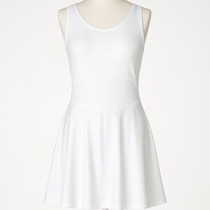 White Tennis Dress Sleeveless Tank Skort Fit Flare Activewear S M Racerback